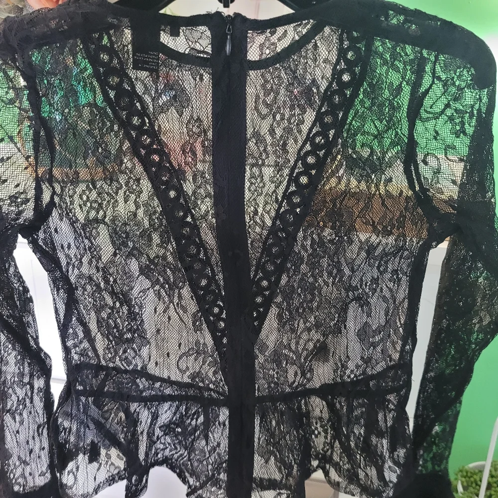 Sheer lace black top - Picture 7 of 14